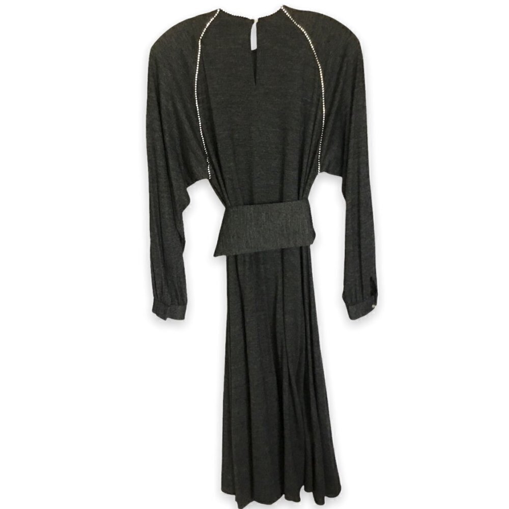 NR1 by Ned Gould Midi Dress Vintage Wool Gray with Rhinestone Accents in Size 10 - Picture 2 of 7